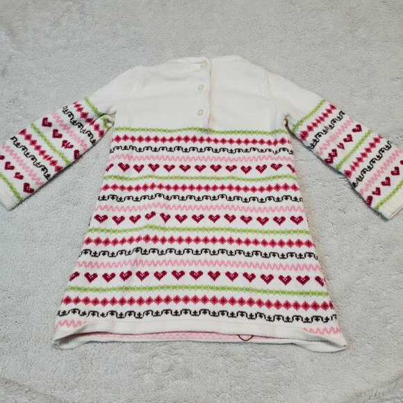 Janie and Jack White Pink Heart Cottagecore Knit Sweater Dress Girl 6 - 12 month - Picture 4 of 7